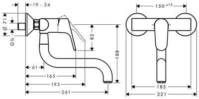 Hansgrohe Focus mosogató csaptelep fali (31825000)