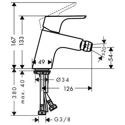 Hansgrohe Focus bidé csaptelep Push - Open (31922000)
