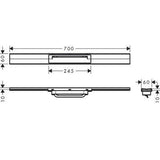 Hansgrohe RainDrain Flex Zuhanylefolyó színkészlet 70 cm, formára vágható, matt fekete-3