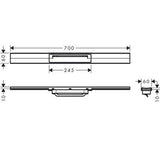 Hansgrohe RainDrain Flex Zuhanylefolyó színkészlet 70 cm, formára vágható, rm acél hatású-3