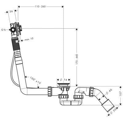Hansgrohe Exafill S alaptest 520 mm bowden (58115180)