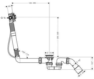Hansgrohe Exafill S alaptest 780 mm bowden (58116180)