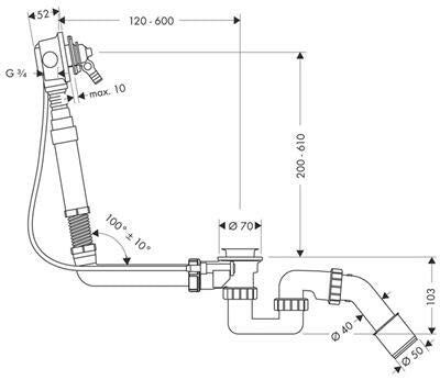 Hansgrohe Exafill alaptest 780 mm bowden (58126180)