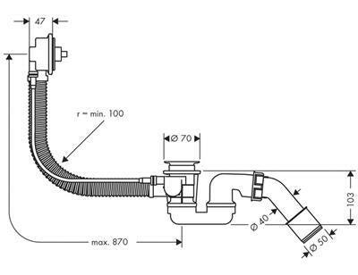Hansgrohe Flexaplus alaptest 780 mm bowden (58141180)