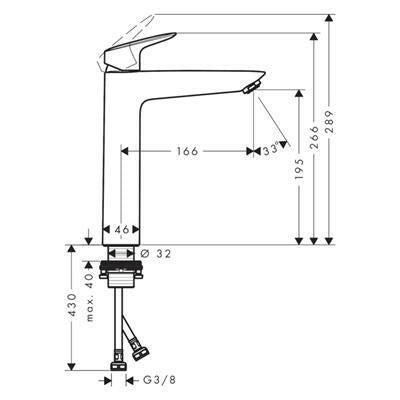 Hansgrohe Logis mosdó csaptelep 190 mm leeresztő nélkül ( 71091000 )