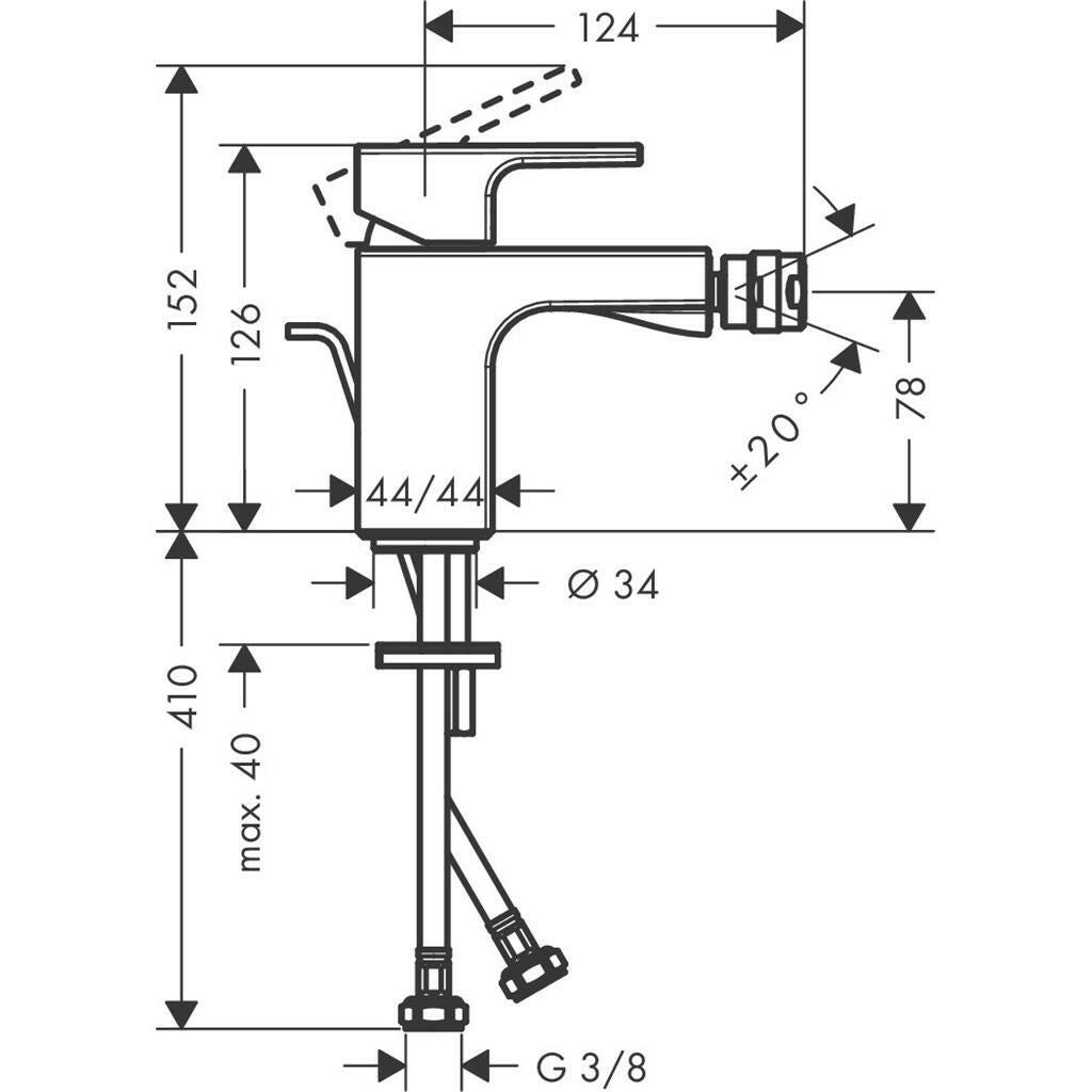 Hansgrohe Vernis Shape egykaros bidécsaptelep automata lefolyógarnitúrával (71211000)