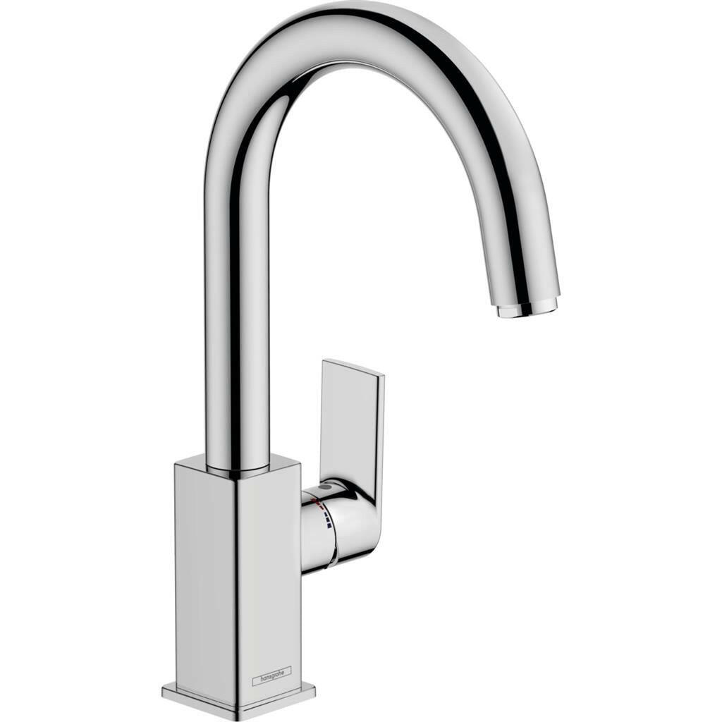 Hansgrohe Vernis Shape egykaros mosdócsaptelep elforgatható kifolyó, automata lefolyógarnitúra, króm-0