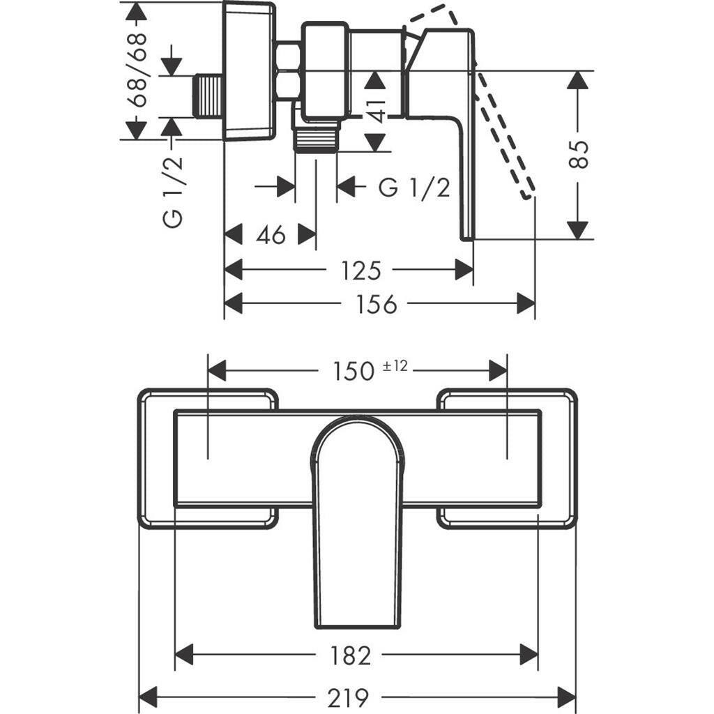 Hansgrohe Vernis Shape Egykaros zuhanycsaptelep falsíkon kívüli szereléshez, matt fekete (71650670)