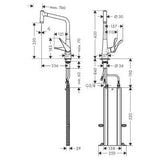 Hansgrohe Metris M71 konyhai csaptelep 320 kihúzható kifolyó (M7116), króm-1