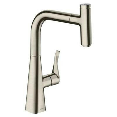 Hansgrohe Metris Select M71 konyhai csaptelep 240 kihúzható kifolyó (M7115), rm. acél hatású-0