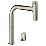 Hansgrohe Metris Select M71 2-lyukú konyhai csaptelep 200 kihúzható kifolyó (M7119), rm. acél hatású-0