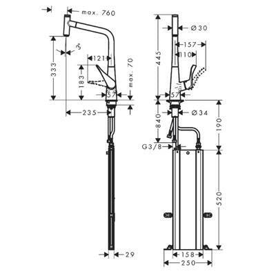 Hansgrohe Metris Select M71 ECO konyhai csaptelep 320 (M7115), króm-1