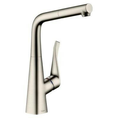 Hansgrohe Metris M71 konyhai csaptelep 320 kihúzható kifolyó (M7114), rm. acél hatású-0