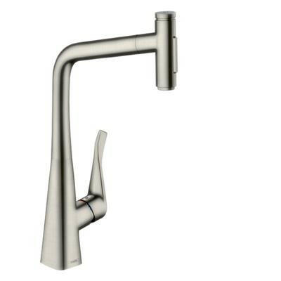 Hansgrohe Metris Select M71 konyhai csaptelep 320 kihúzható kifolyó (M7117), rm. acél hatású-0