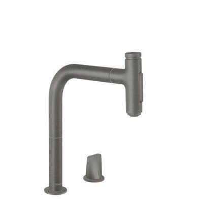 Hansgrohe Metris Select M71 2 - lyukú konyhai csaptelep 200 kihúzható kifolyó (M7120), szálcsiszolt fekete ( 73818340 )
