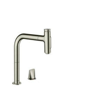 Hansgrohe Metris Select M71 2 - lyukú konyhai csaptelep 200 kihúzható kifolyó (M7120), rozsdamentes acél hatású ( 73818800 )