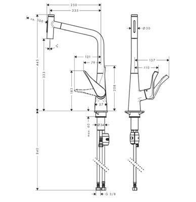 Hansgrohe Metris Select M71 konyhai csaptelep 320 2jet, kihúzható kifolyó, króm-1