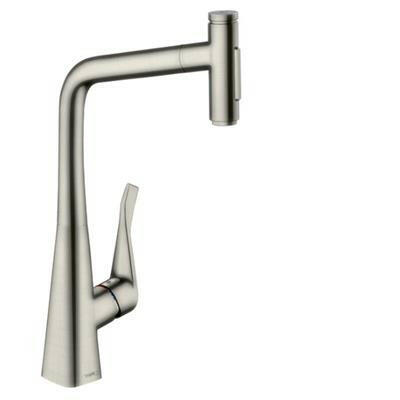 Hansgrohe Metris Select M71 konyhai csaptelep 320 2jet, kihúzható kifolyó, rozsdamentes acél hatású ( 73820800 )