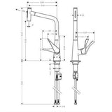 Hansgrohe Metris Select M71 konyhai csaptelep 320 2jet, kihúzható kifolyó, rm. acél hatású-1