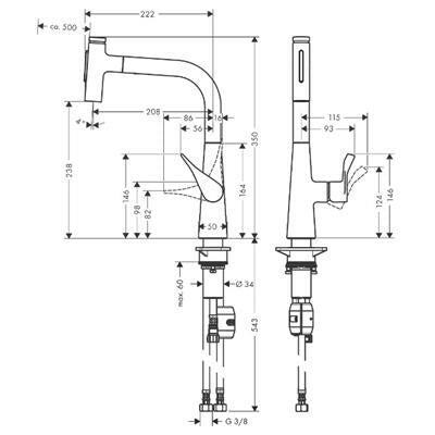 Hansgrohe Metris Select M71 konyhai csaptelep 240 2jet, kihúzható kifolyó, króm ( 73822000 )