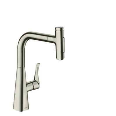 Hansgrohe Metris Select M71 konyhai csaptelep 240 2jet, kihúzható kifolyó, rozsdamentes acél hatású ( 73822800 )