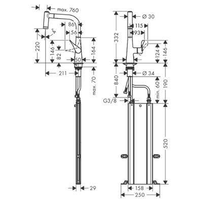 Hansgrohe Metris M71 ECO konyhai csaptelep 220 (M7116), króm-1