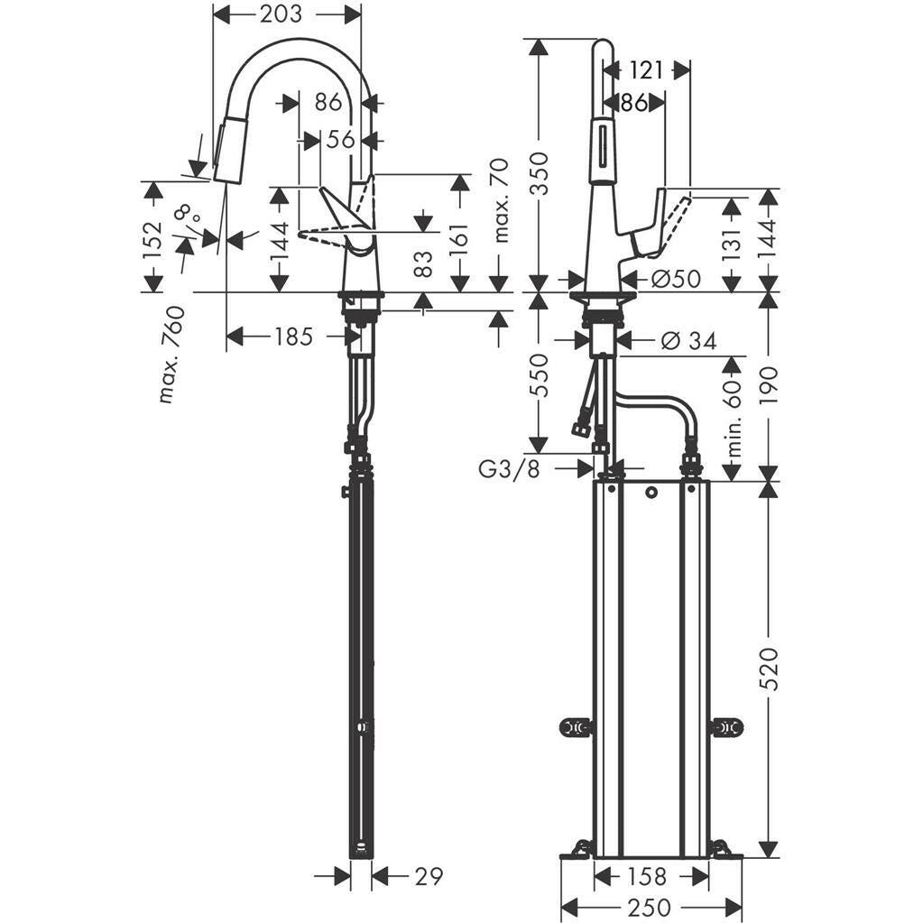 Hansgrohe Talis M51 konyhai csaptelep 160 kihúzható kifolyó (M5116 - H160), rozsdamentes acél hatású (73850800)