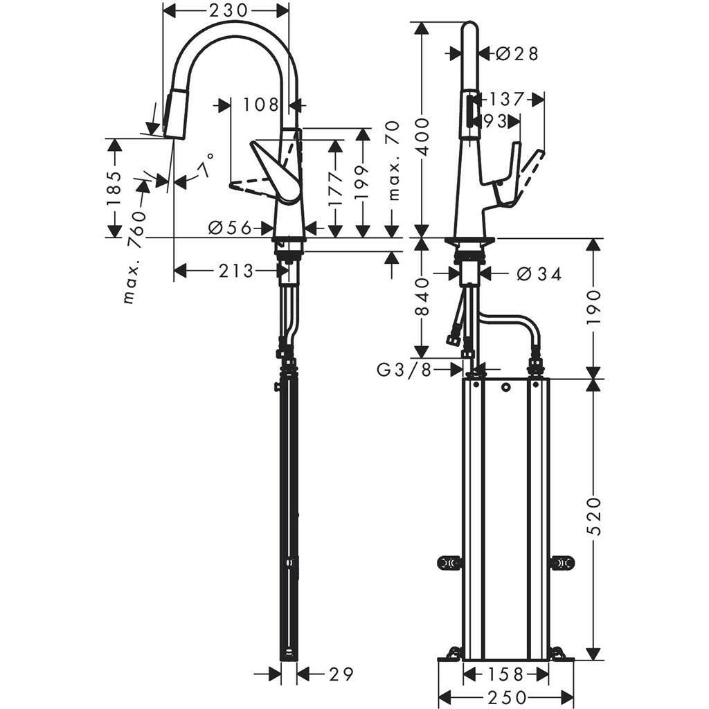 Hansgrohe Talis M51 konyhai csaptelep 200 kihúzható kifolyó (M5116-H200), króm-1