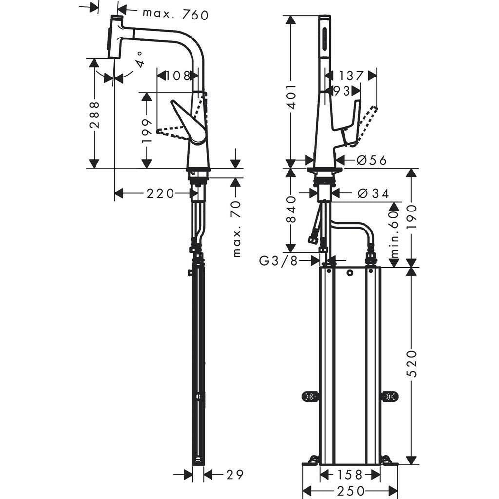 Hansgrohe Talis Select M51 konyhai csaptelep 300 kihúzható kifolyó (M5117), rozsdamentes acél hatású (73867800)