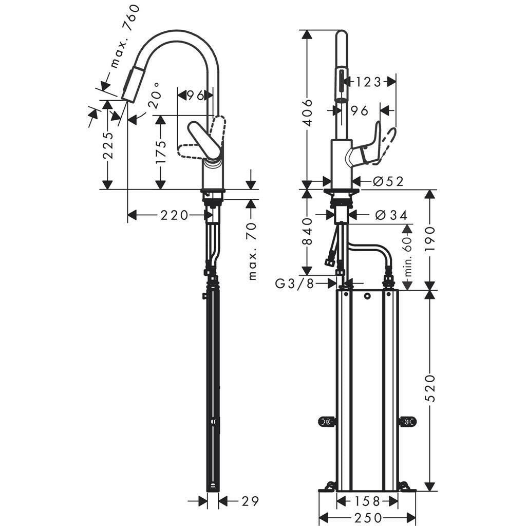 Hansgrohe Focus M41 ECO  egykaros konyhai csaptelep 240 (M4116), króm-1