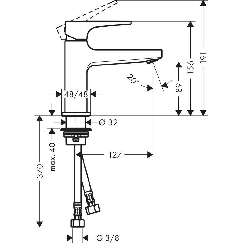 Hansgrohe Metropol mosdócsaptelep loop fogantyúval 100 (kurz) Push-Open lefolyóval-1