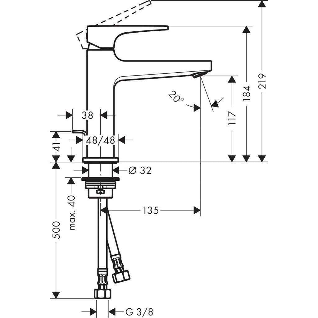 Hansgrohe Metropol mosdócsaptelep loop fogantyúval 110 automata lefolyóval-1