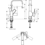 Hansgrohe Metropol mosdócsaptelep 230 hosszított kifolyó loop fogantyúval Push-Open lefolyóval-1