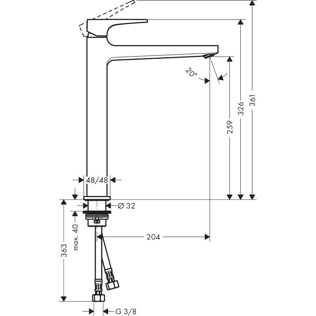 Hansgrohe Metropol mosdócsaptelep 260 Push-Open lefolyóval loop fogantyúval-1