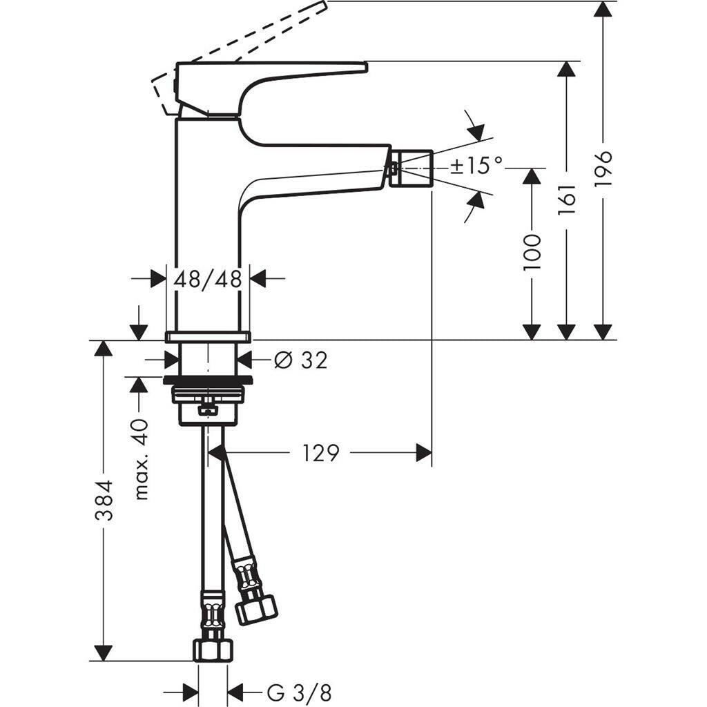 Hansgrohe Metropol bidécsaptelep Push-Open loop fogantyúval-1