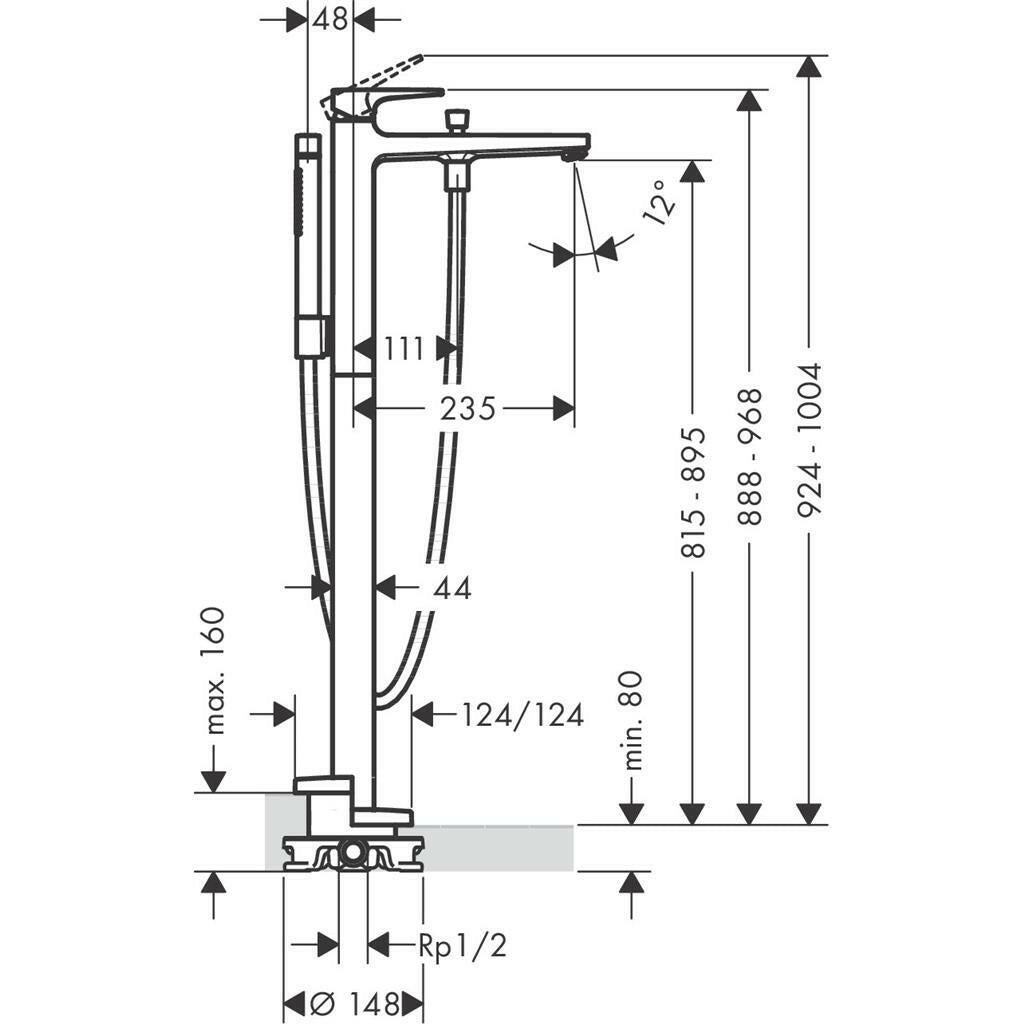 Hansgrohe Metropol kádcsaptelep szabadonálló, loop fogantyúval-1