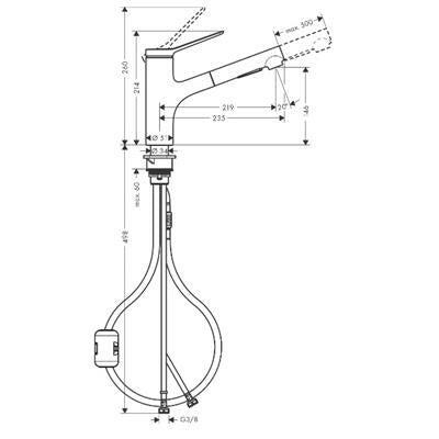 Hansgrohe Zesis M33 konyhai csaptelep 150, kihúzható kifolyó, 2jet-1