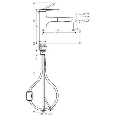 Hansgrohe Zesis M33 konyhai csaptelep 160, kihúzható kifolyó, 2jet-1