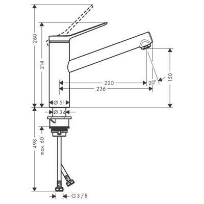 Hansgrohe Zesis M33 konyhai csaptelep 150, 1jet-1