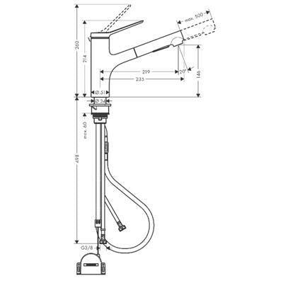 Hansgrohe Zesis M33 konyhai csaptelep 150, kihúzható kifolyó, 2jet, sBox-1