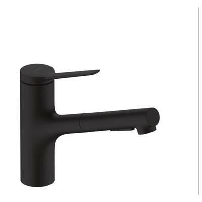 Hansgrohe Zesis M33 konyhai csaptelep 150, kihúzható kifolyó, 2jet, sBox, matt fekete ( 74803670 )