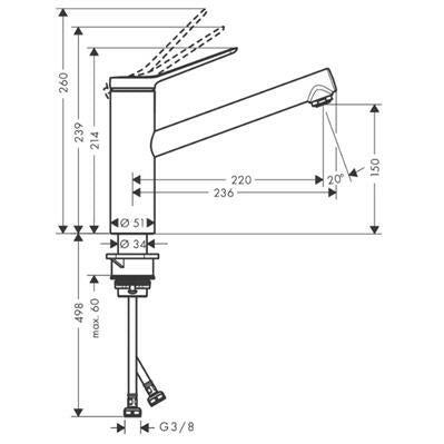 Hansgrohe Zesis M33 konyhai csaptelep 150, CoolStart/EcoSmart, 1jet ( 74813000 )