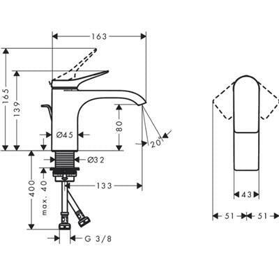 Hansgrohe Vivenis egykaros mosdócsaptelep 80, automata lefolyógarnitúra-1