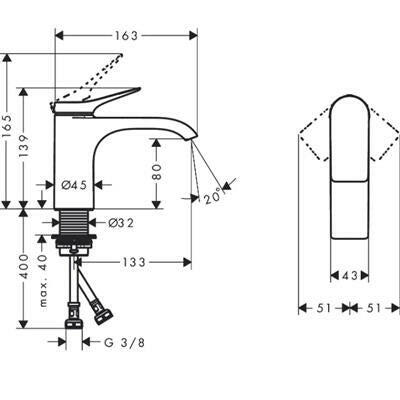 Hansgrohe Vivenis mosdócsaptelep 80, lefolyógarnitúra nélkül ( 75012000 )