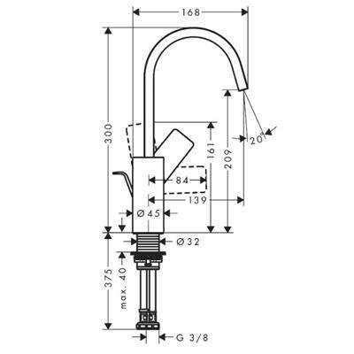 Hansgrohe Vivenis egykaros mosdócsaptelep 210, elforgatható, automata lefolyógarnitúra-1