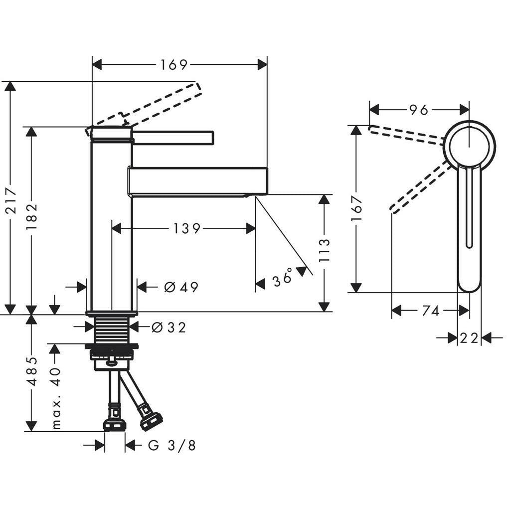 Hansgrohe Finoris mosdócsaptelep 110, CoolStart, push - open lefolyógarnitúra (76024000)