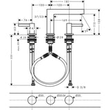 Hansgrohe Finoris 3 lyukú mosdócsaptelep 110, push-open lefolyógarnitúra-1