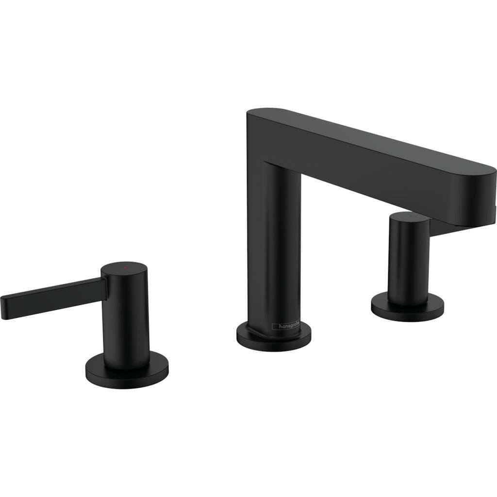 Hansgrohe Finoris 3 lyukú mosdócsaptelep 110, push - open lefolyógarnitúra, matt fekete (76033670)