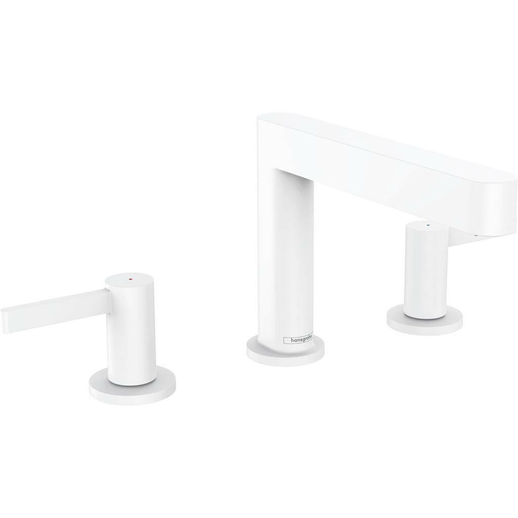 Hansgrohe Finoris 3 lyukú mosdócsaptelep 110, push - open lefolyógarnitúra, matt fehér (76033700)
