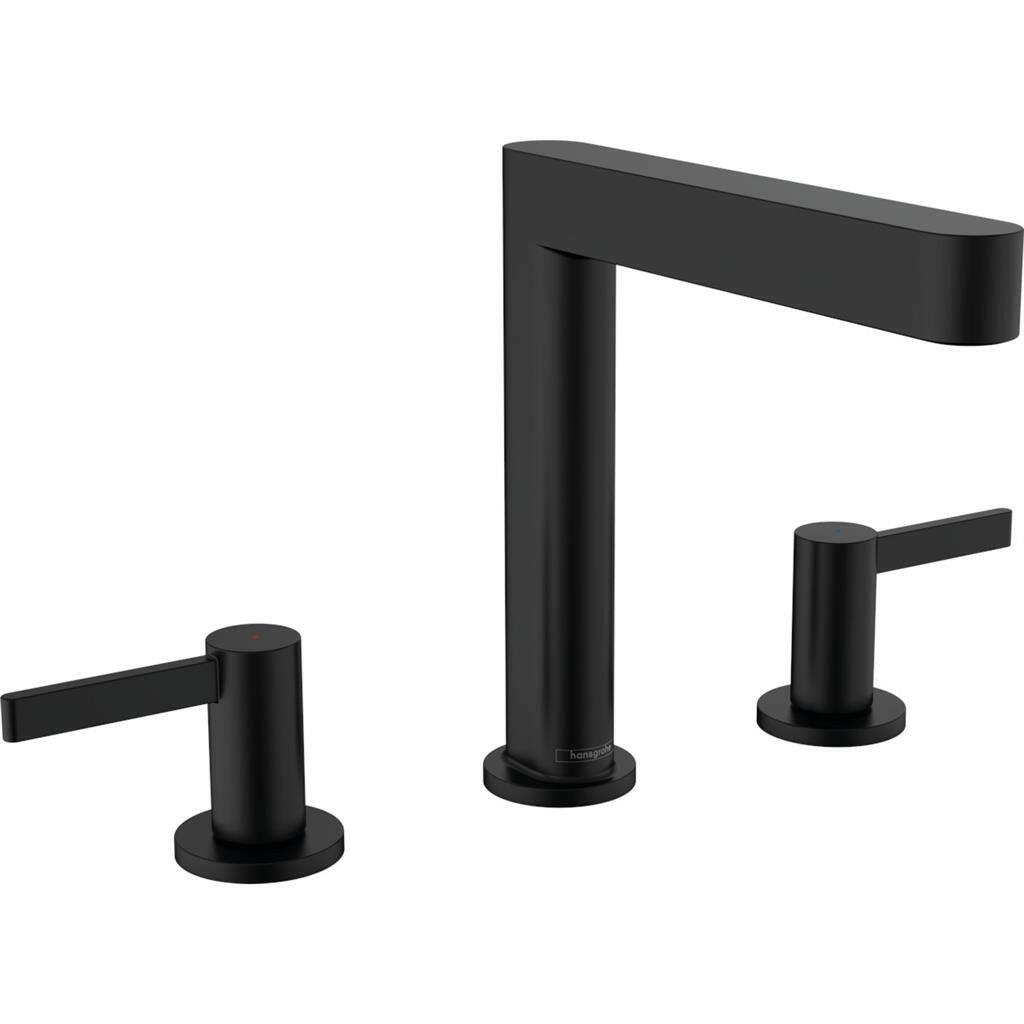 Hansgrohe Finoris 3 lyukú mosdócsaptelep 160, push - open lefolyógarnitúra, matt fekete (76034670)